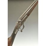 George Edward Lewis 12 bore single barreled hammer action shotgun with engraved lock, hammer, rotary