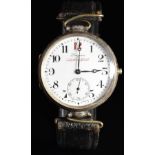 Longines Grand Prix trench style .900 silver gentleman's wristwatch with inset subsidiary seconds