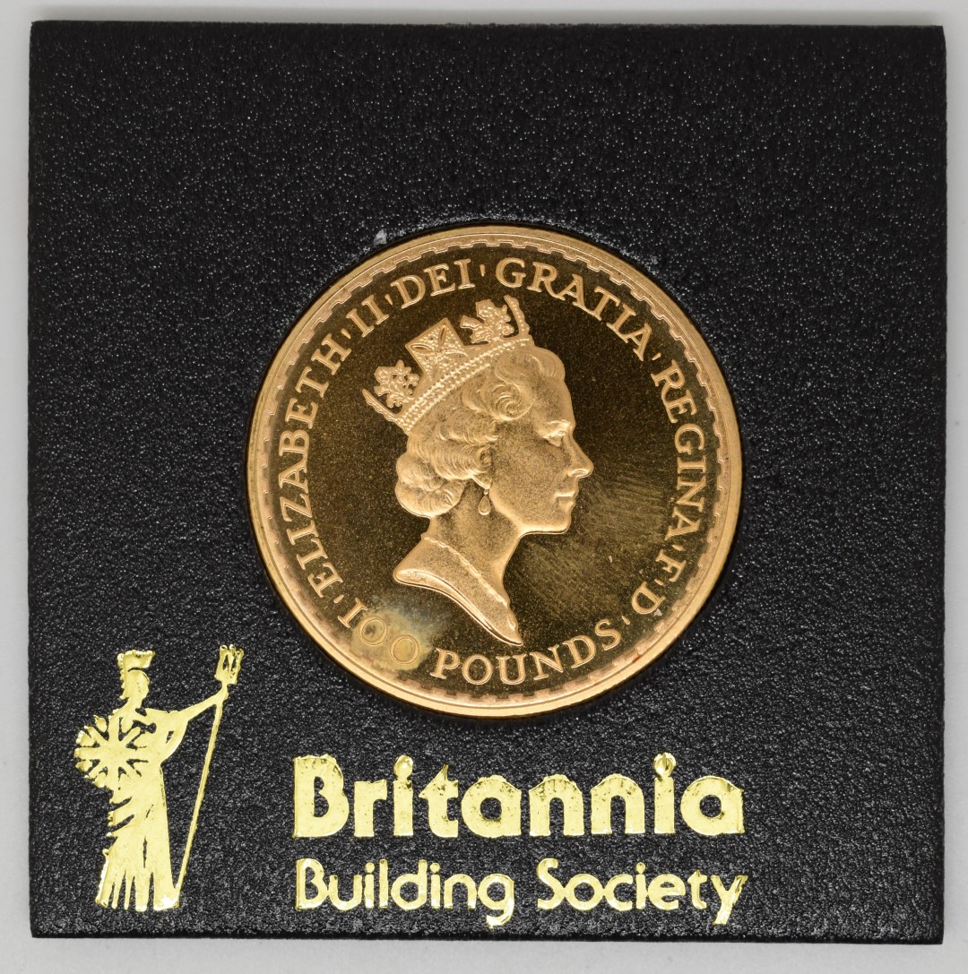 1987 Royal Mint one ounce gold Britannia uncirculated, in Perspex case