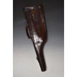 Brown leather leg of mutton shotgun case, 79cm long.