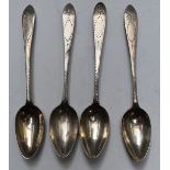 Set of four Irish provincial silver teaspoons marked Heyland Sterling, a James Heyland was a Cork