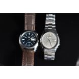 Two Seiko 5 gentleman's automatic wristwatches, ref. 6309-8840 with day and date aperture,