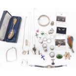 A collection of silver jewellery including earrings, rings, necklaces, etc