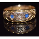 Victorian 15ct gold ring set with a diamond and paste, Birmingham 1899, 2.8g, size M