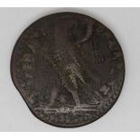 Egypt Ptolemy IV copper bronze coin, 221-201 BC. Obverse: diademed horned head of Zeus facing right.
