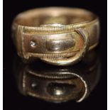 Edwardian 18ct gold buckle ring, Chester 1903, 7.3g, size J