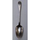 Irish provincial silver dessert spoon with bright cut decoration, maker Carden Terry of Cork, length