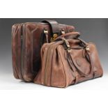 Vintage Principe designer vintage leather equestrian themed holdall and bag with stirrup logo and