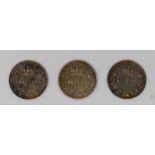 Three Maundy pennies comprising George IV 1826 with William IV 1835 and 1836 examples