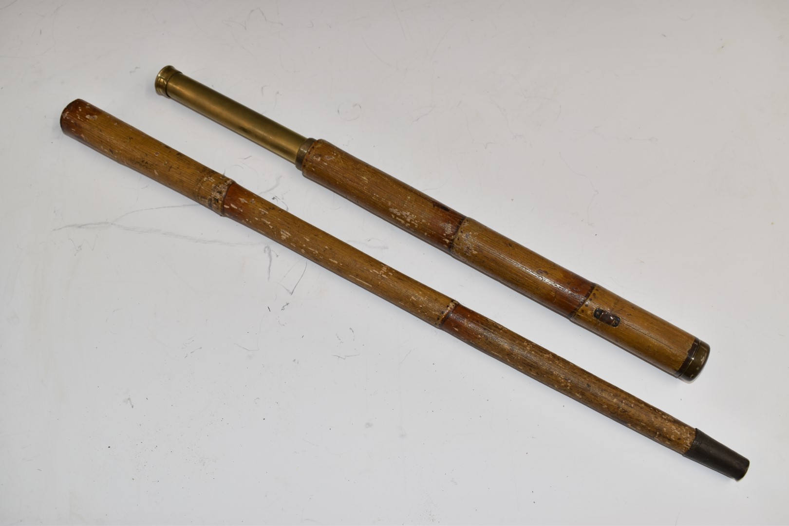 Three walking sticks comprising 19th or early 20thC example with concealed telescope impressed ' - Image 4 of 6