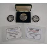 L'Escargot cased silver medal coin, hallmarked to edge, 66g, together with two 'Silver Stackers