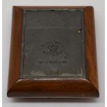 Ransomés patent oak and pewter travelling inkwell retailed by De La Rue, length when stowed 6cm