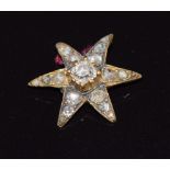 Victorian star charm set with diamonds, 1.4cm