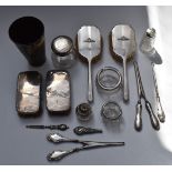 A collection of hallmarked silver dressing table items and silver mounted cut glass including a pair