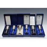 Six Kemp of Bristol hallmarked silver limited edition (all of 600) goblets, comprising two each of