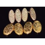 Two pairs of Victorian 9ct gold cufflinks with foliate decoration, one pair by Georg Jensen,