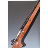 Parker-Hale .308 bolt action rifle with chequered semi-pistol grip and forend, raised cheek piece,