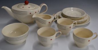 Burleighware Art Deco 'Tea for Three' tea set decorated in the Viscount pattern