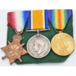 British Army WW1 medals comprising 1914/1915 Star, War Medal and Victory Medal named to M2 -