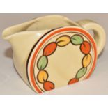 Clarice Cliff for Newport Pottery Art Deco cream jug in the Oranges and Lemons pattern, H6.5cm
