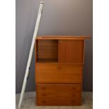 Retro / mid century Ladderax components, to include three drawer unit, drop front unit, cupboard