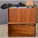 Retro mid century modern low Ladderax unit, to include bookshelf unit, unit with sliding doors and