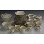 Approximately forty four pieces of Czechoslovakian Epiag Art Deco tea ware with relief moulded