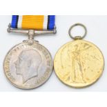 British Army WW1 medals comprising War Medal and Victory Medal named to 53912 Pte P J Humphries,