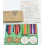 British Army WW2 medals comprising 1939/1945 Star, Burma Star, Defence Medal and War Medal named