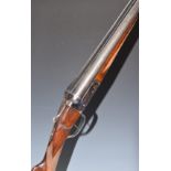 'The Basque' 12 bore side by side shotgun with chequered grip and forend, double trigger and named