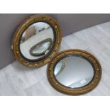 A pair of butler's/convex mirrors, diameter 39cm