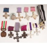 Twelve copy/replica medals including Victoria Cross, Blue Max, George Cross, Military Cross, Kashmir