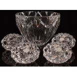 Orrefors cut glass bowl, signed to base and with original box (21.5cm diameter) together with four