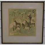 Edward Payne (1906-1991) watercolour figure with bridle among horses, label verso 'Dr David