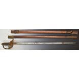 British 1895 pattern officer's sword with VR cypher to guard, Hanes & Co makers, 82cm blade with