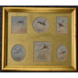 Jas (James) Stinton (Royal Worcester artist 1870-1961), framed set of six watercolours of birds in