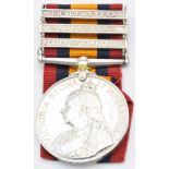 British Army Queen's South Africa Medal 1899 with clasps for Relief of Kimberley, Paardeberg and