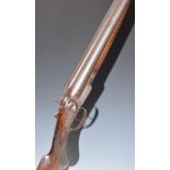 W & J Davis 10 bore side by side hammer action shotgun with engraved scenes of birds to the named