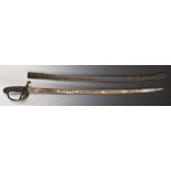 British 1854 pattern Sergeant's sword with VR cypher to guard and Government inspection mark to 82cm