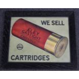 We Sell Eley Gastight Cartridges shop display or advertising sign, in wooden frame.