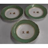 Three 19thC armorial plates with lion and possibly Turkish bust decoration, diameter 26cm