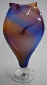 Studio glass vase with flattened walls, signed to foot Taiti 1998, 21.5cm tall.