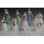 Eight Royal Doulton figurines including Figure of the Year Jessica, with certificate