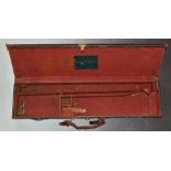 W W Greener leather bound shotgun case with fitted interior and original label 'WW Greener Gun Rifle