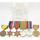 WW2 medals comprising 1939/1945 Star, Burma Star, Defence Medal and War Medal, with entitlement