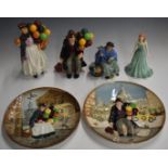 Royal Doulton character figures including Biddy Penny Farthing, Tuppence A Bag, and Balloon