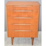 A retro G Plan style of chest of five drawers, W78 x D45 x H104cm