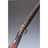 George H Daw & Co 20 bore side by side hammer action shotgun with named and engraved locks, engraved