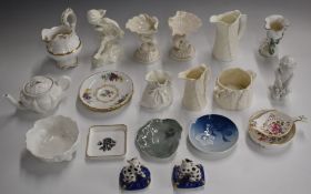 Royal Worcester, Copenhagen, Royal Crown Derby and Staffordshire ceramics including a frog dish,
