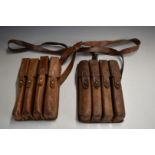 German WW2 MP 40 leather 4 magazine holder with stamps to back together with a similar example
